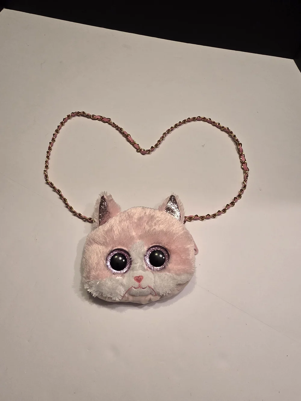 Ty Pink Plush Kitty Crossbody Bag with Glitter Ears